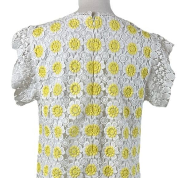 J.Crew Dress Crochet Lace Embroidered Shift White Yellow Daisy Floral Women’s 6 - Picture 8 of 13